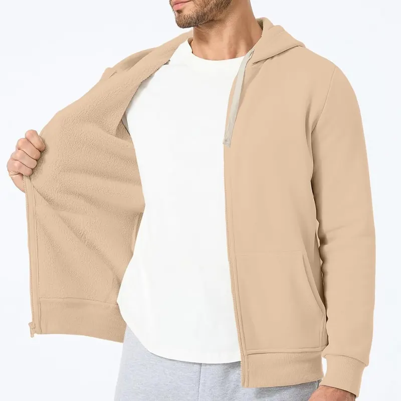 Generic Mens Zip Up Hoodies Oversized Warm – Full zip front closure for easy wear