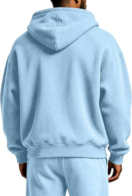Generic Mens Zip Up Sweatshirt Lightweight Breathable – Versatile Drawstring Hood Design