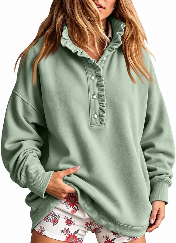 Generic Mock Neck Plus Size Sweatshirts A006green – Soft knit blend with brushed inner side