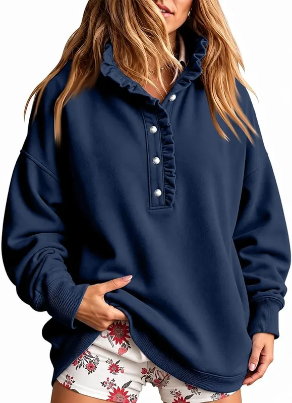 Generic Mock Neck Sweatshirt Women Pull A008navy – Material