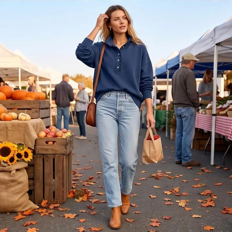 Generic Mock Neck Sweatshirt Women Pull A008navy – product photo 8 of 8