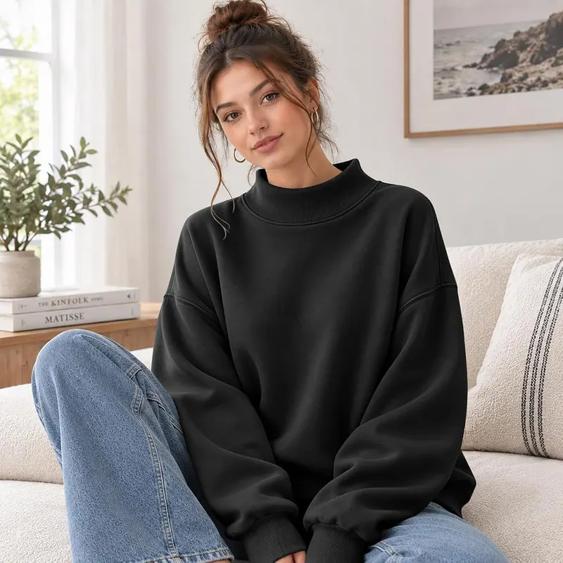 Generic Mockneck Sweatshirt Y2k – Soft Fabric for All-Day Comfort