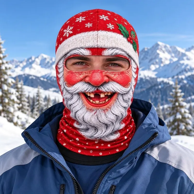 Generic Old Man Ski Mask Balaclava Face – Realistic Santa 3D printed graphics