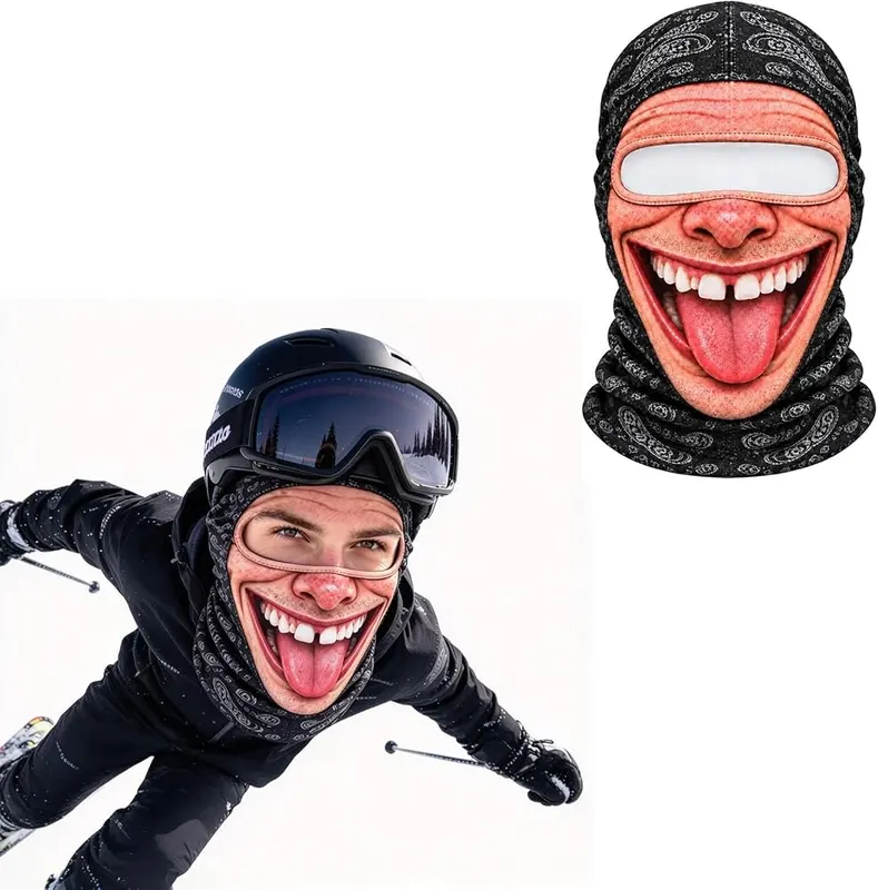 Generic Old Man Ski Mask Funny Realistic 3D 19- Black3 – Full balaclava and neck coverage