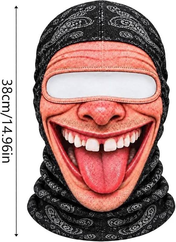 Generic Old Man Ski Mask Funny Realistic 3D 19- Black3 – Soft stretch knit fabric design