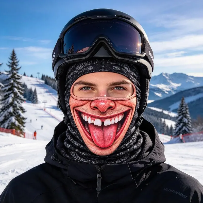 Generic Old Man Ski Mask Funny Realistic 3D 19- Black3 – Great for winter sports and parties