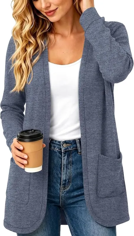 Generic Open Front Cardigan D04 Navy Blue in D04 Navy Blue