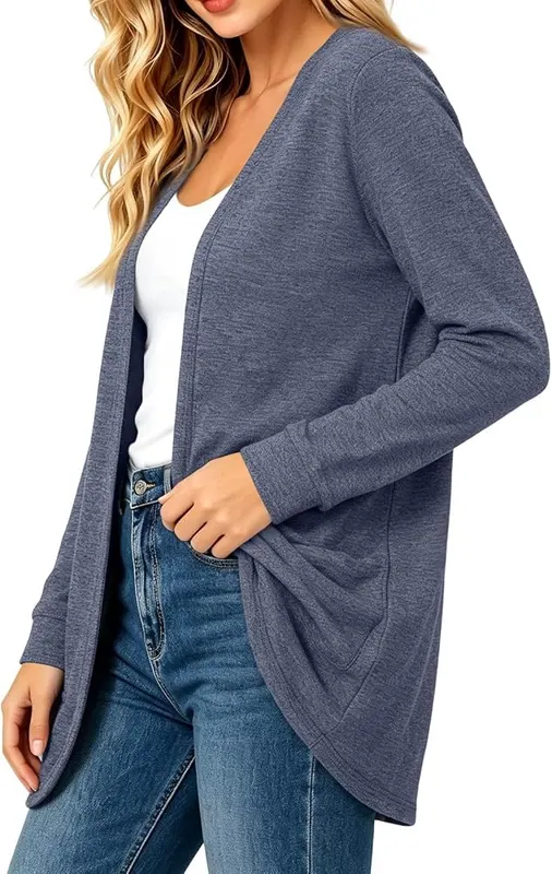 Generic Open Front Cardigan D04 Navy Blue – Functional Side Patch Pockets