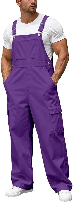 Generic Overalls For Men Work Gym Casual in A01 Purple