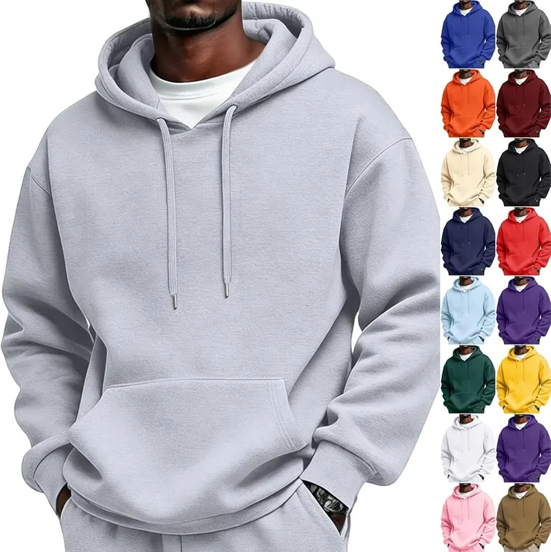 Generic Hoodie for Men Long Sleeve Oversized A01 Light Gray in A01 Light Gray