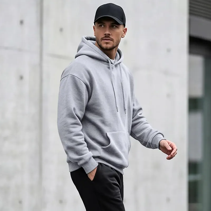 Generic Hoodie for Men Long Sleeve Oversized A01 Light Gray – Classic Pullover Hoodie