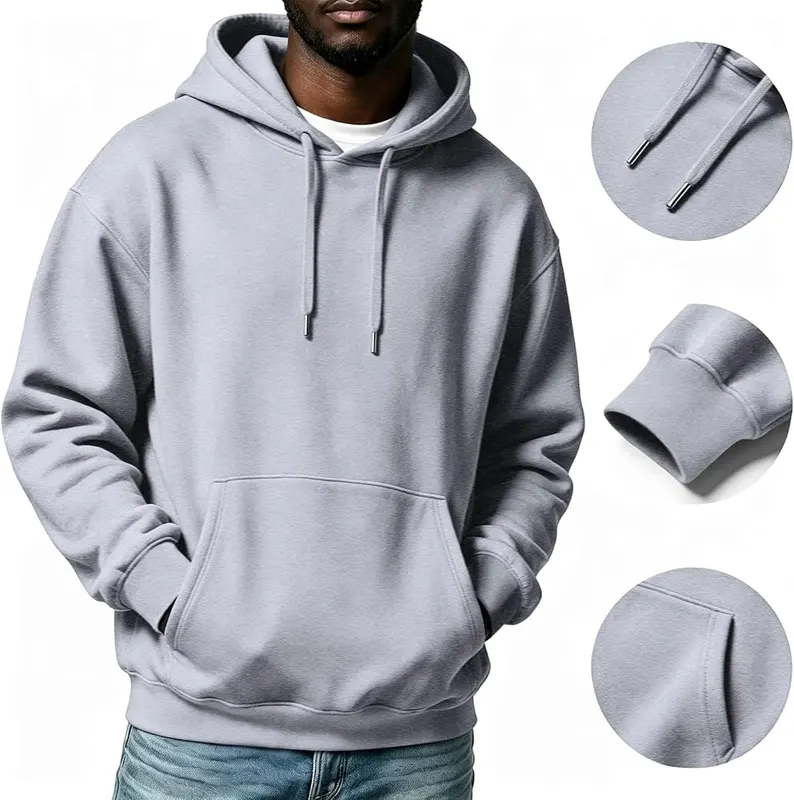 Generic Hoodie for Men Long Sleeve Oversized A01 Light Gray – Comfortable Hooded Design