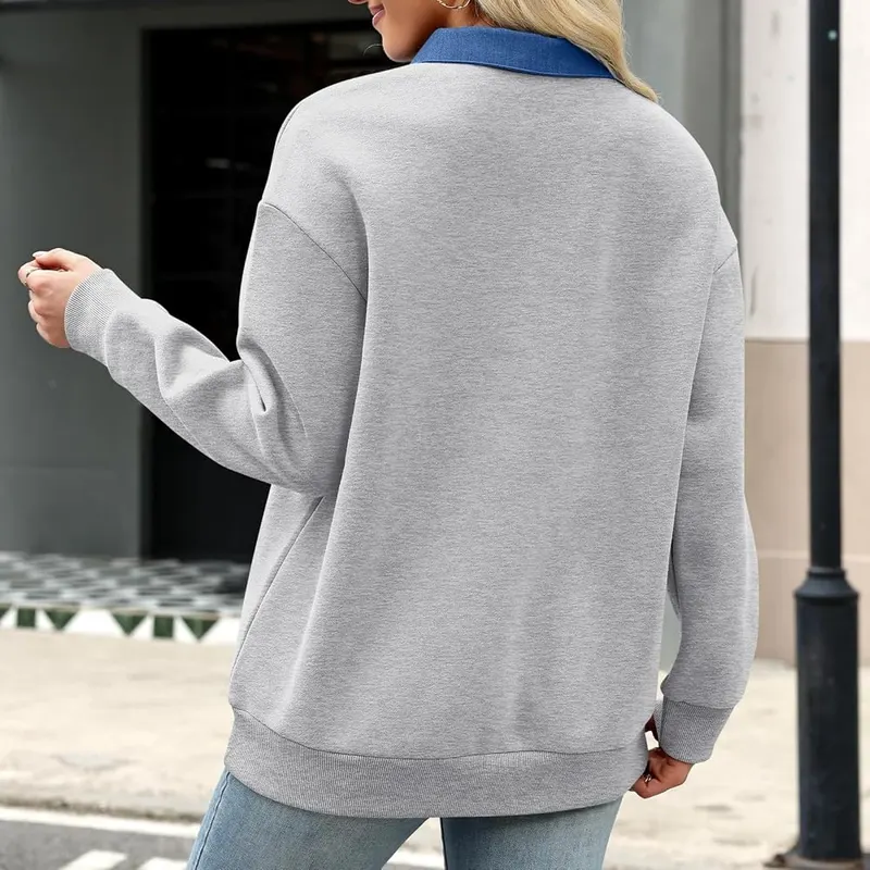 Generic Oversized Sweatshirt A001-gray – Henley Button Up