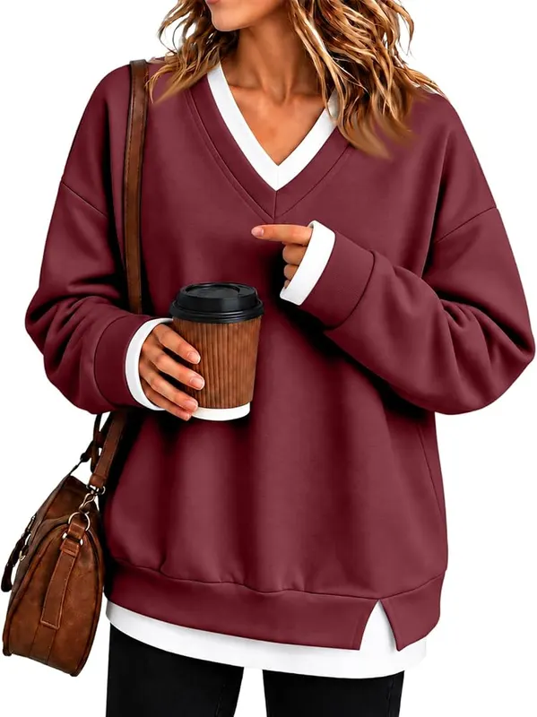 Generic Oversized Sweatshirts C006-wine – Oversized Drop Shoulder Silhouette