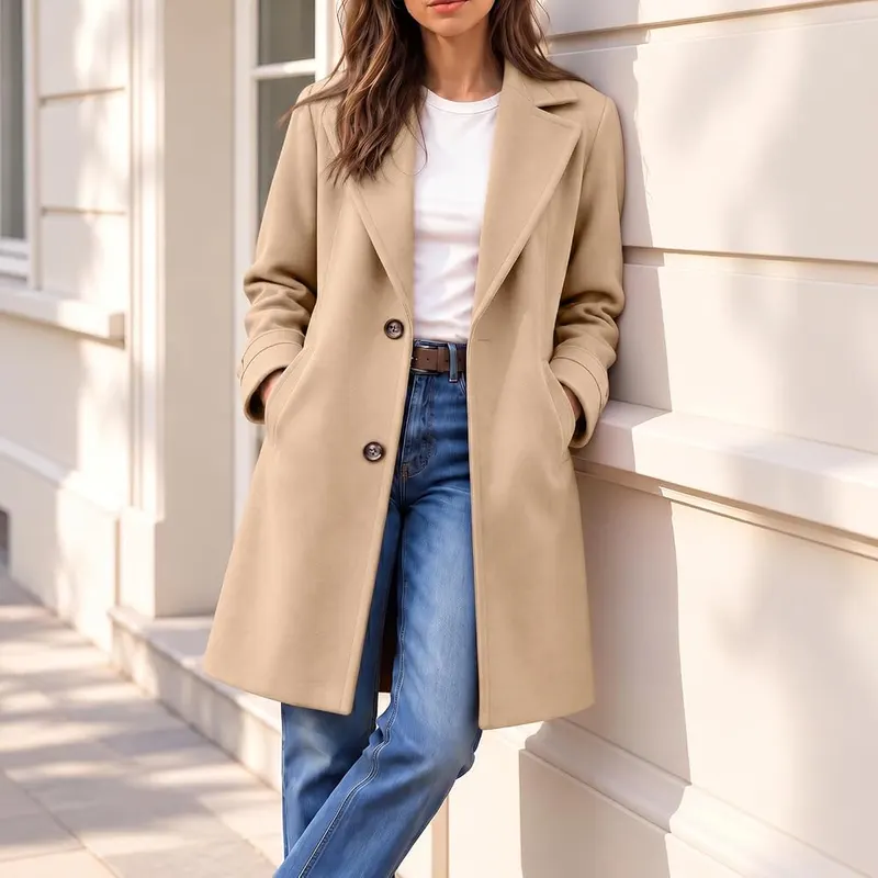 Generic Pea Coats Women Button Front Long – Classic and neat version