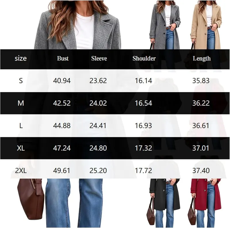 Generic Pea Coats Women Button Front Long – product photo 7 of 7