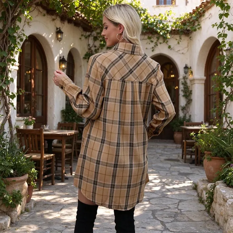 Generic Plaid Shirts D11 Light Brown – product photo 4 of 6
