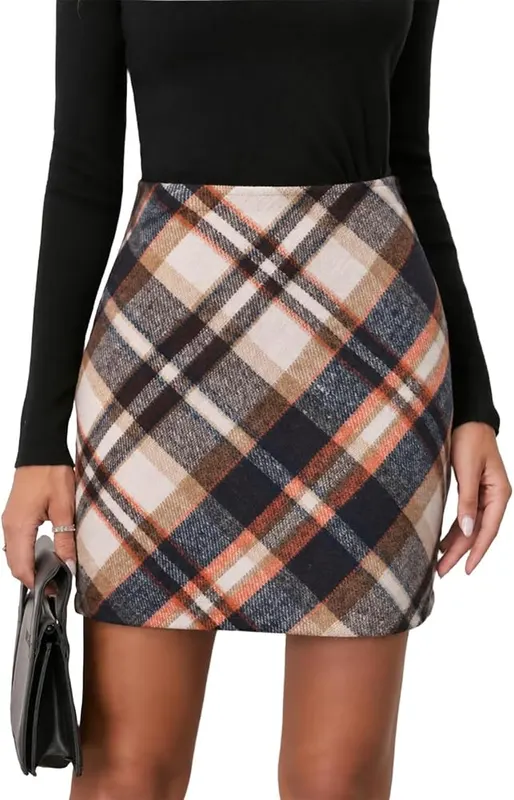 Generic Plaid Skirts Y2k Y005-navy X-Large in Y005-navy
