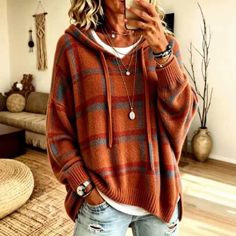 Generic Plaid Sweaters A005-saffron – Oversized Fit