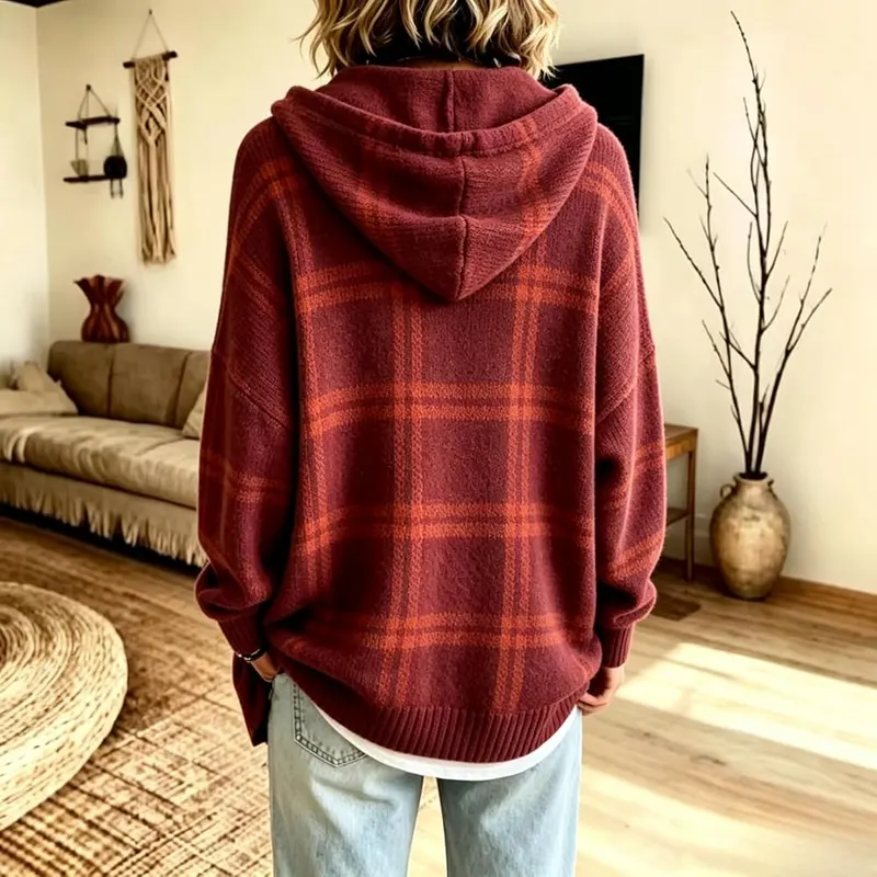 Generic Plaid Sweaters A006-wine Medium – Plaid Pattern