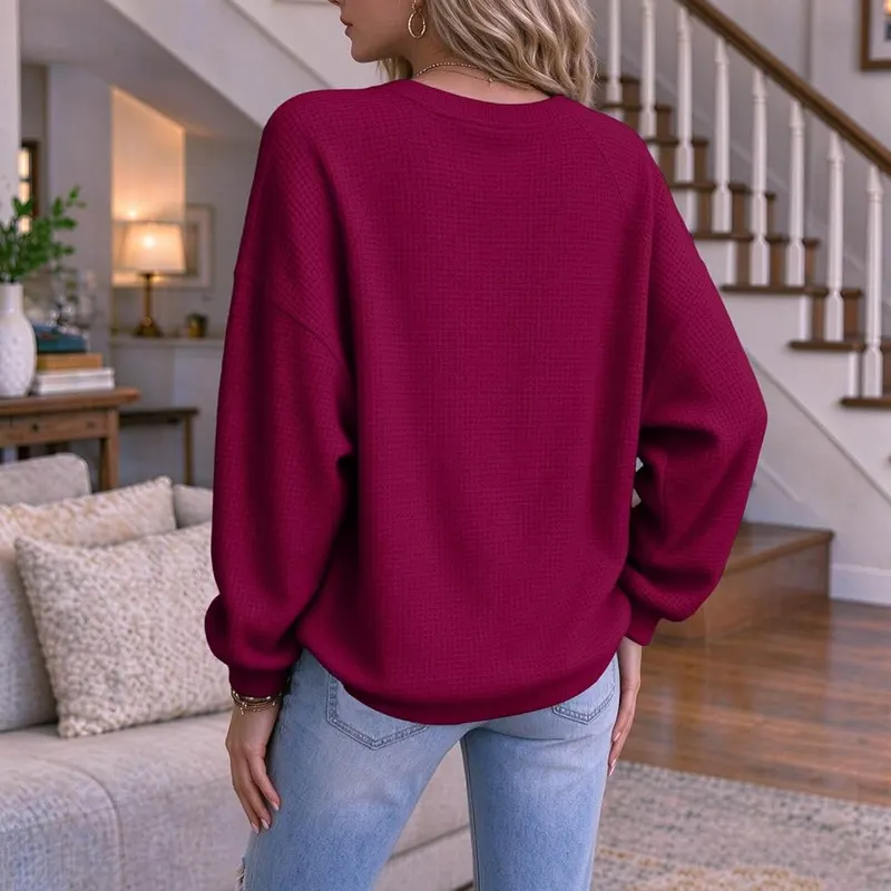 Generic Plus Size Sweatshirts Y2K A009wine – Raglan sleeves for easy movement