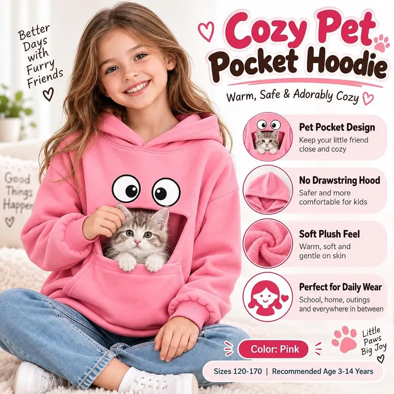 Generic Pull Pocket For Dogs Girls Cat – Long sleeve winter hoodie