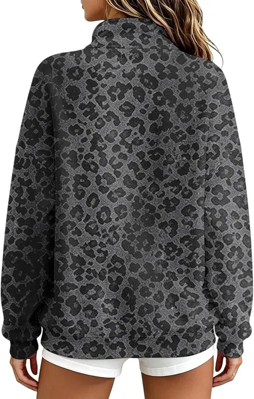 Generic Quarter Zip Pullover Women Mock Neck A003dark Gray – Match