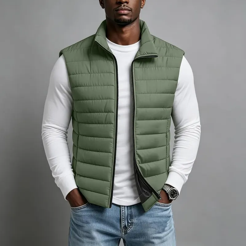 Generic Quilted Jacket Men Sleeveless Down Vest A002-army Green – Occasion & Usage