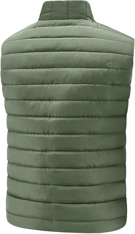 Generic Quilted Jacket Men Sleeveless Down Vest A002-army Green – Size & Color Options