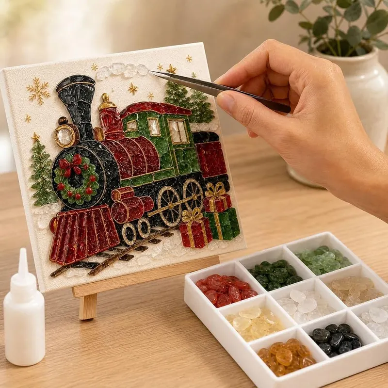 Generic Sea Glass Christmas Train Kit Xmas – Display the Finished Christmas Artwork