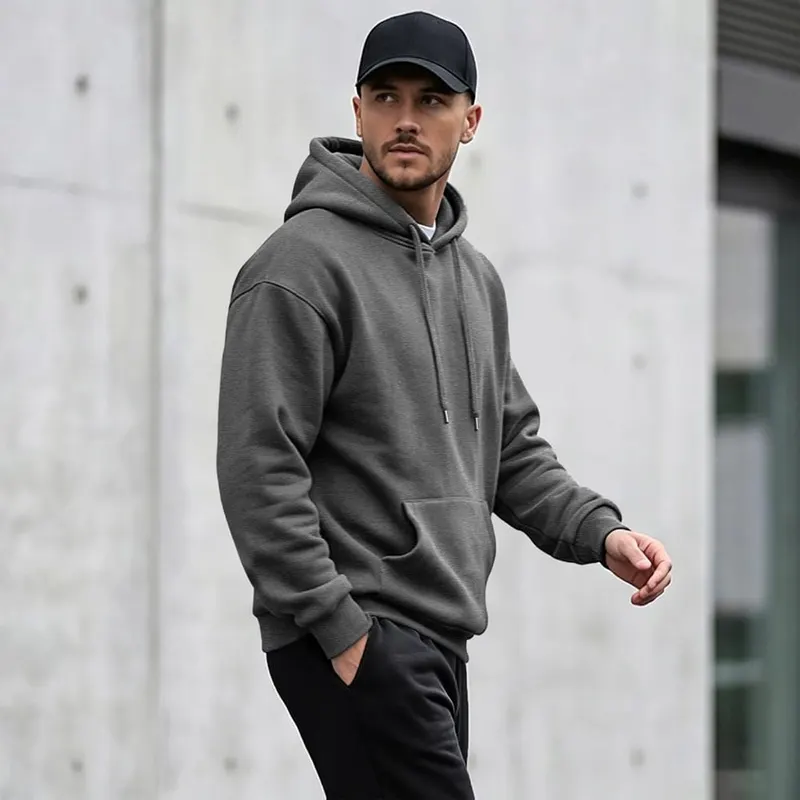 Generic Sweatshirts for Men Long Sleeve Oversized A04 Gray – Classic Pullover Hoodie