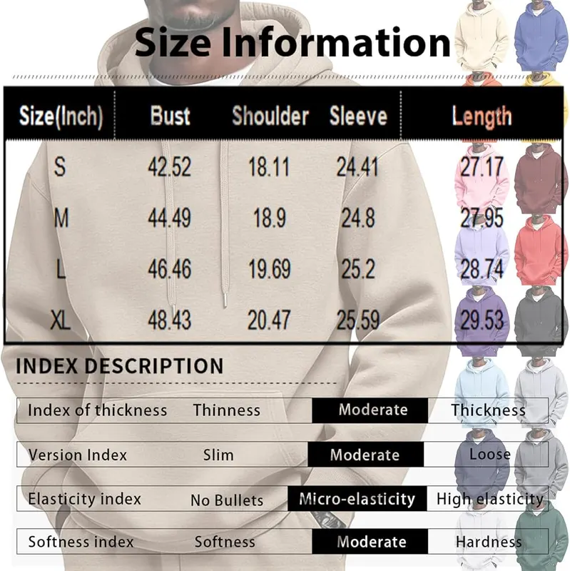 Generic Sweatshirts for Men Long Sleeve Oversized A04 Gray – Kangaroo Pocket