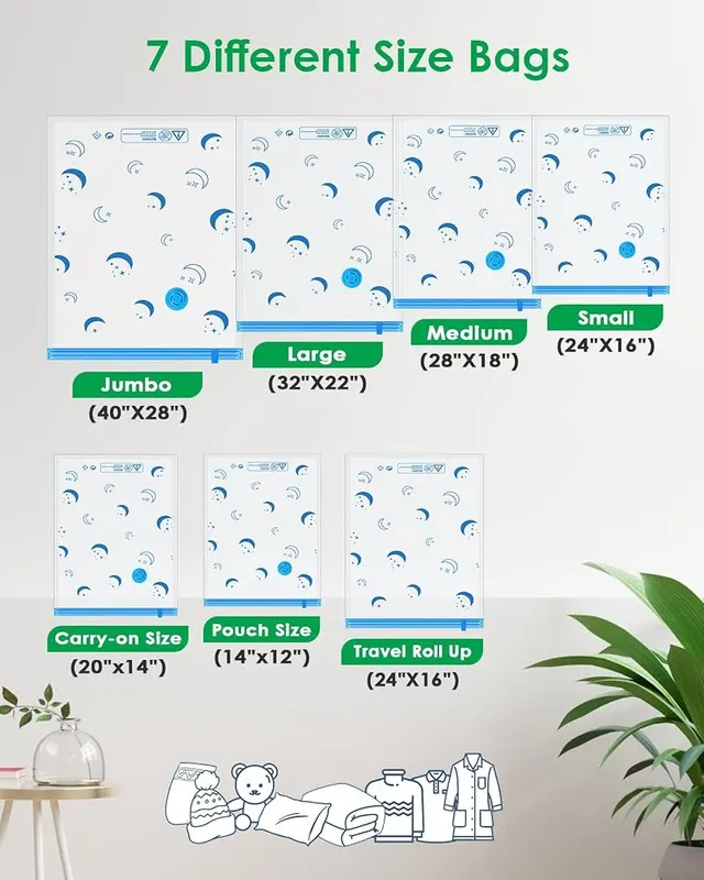 Generic Travel Vacuum Bags – twenty-five bags in seven sizes