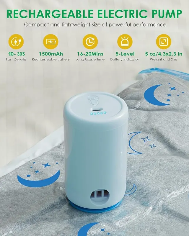 Generic Travel Vacuum Bags – compact rechargeable electric air pump