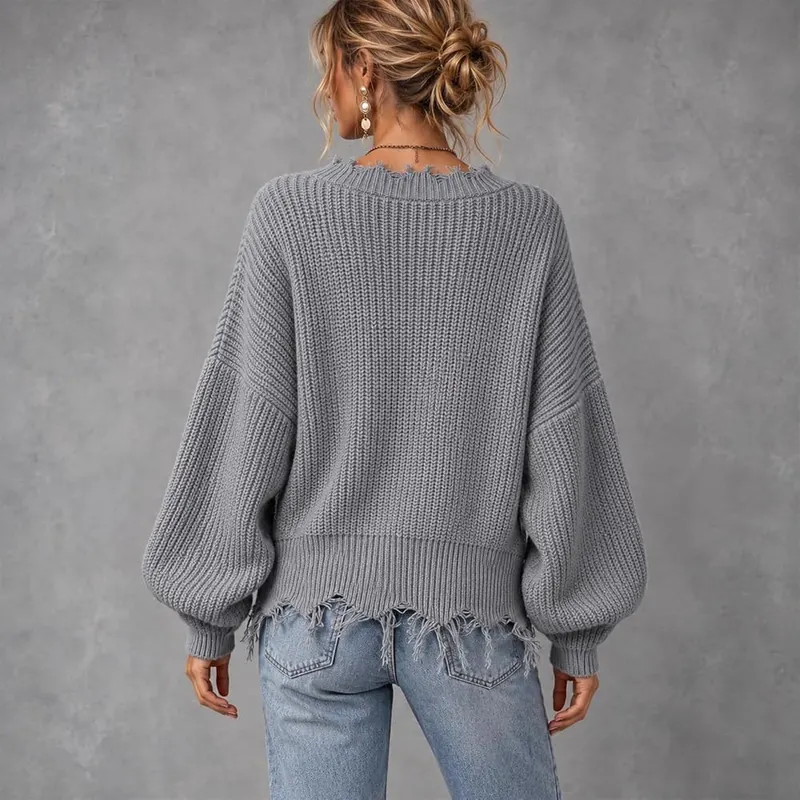 Generic V Neck Sweaters A004-gray X-Large – product photo 3 of 3