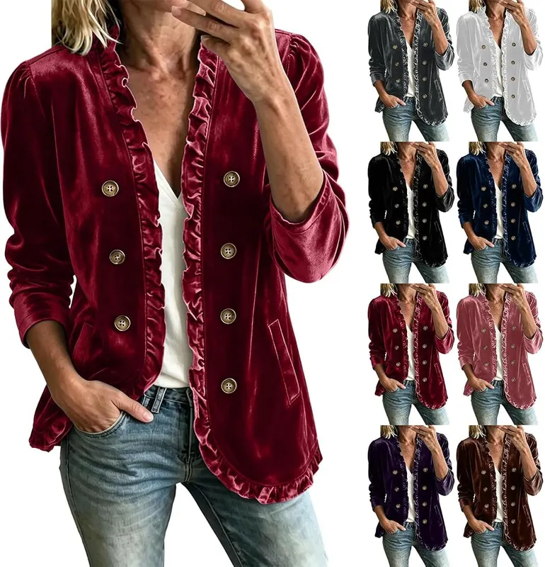 Generic Velvet Blazer in Wine