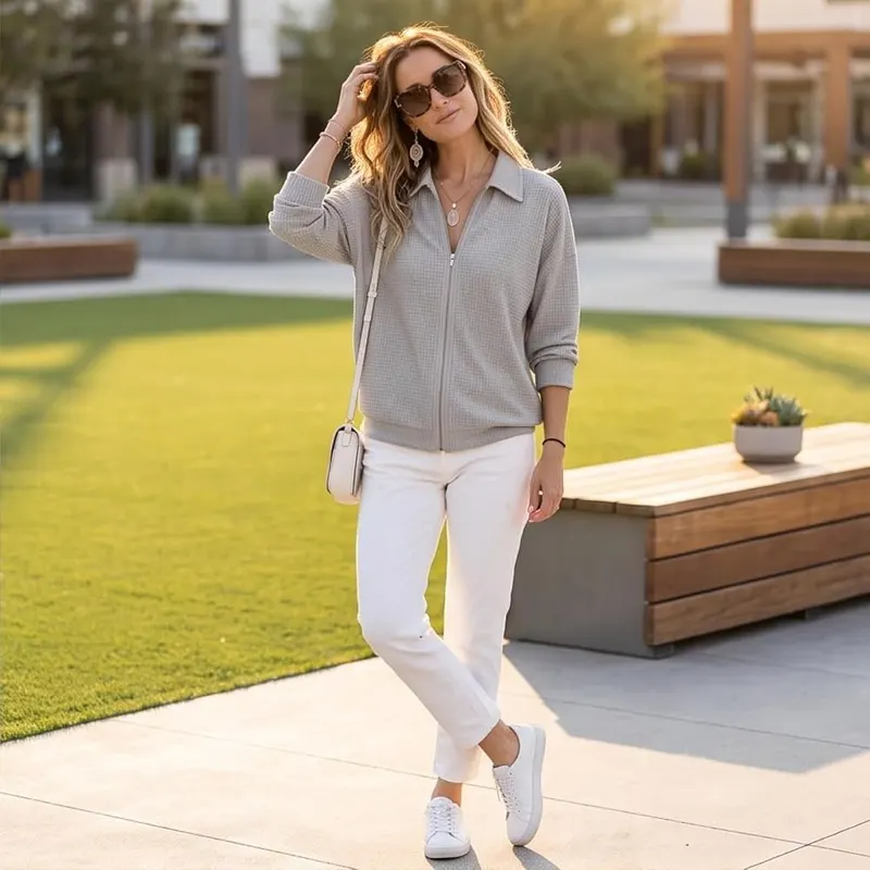 Generic Waffle Knit Tops Cl4-gray – Oversized Drop Shoulder Silhouette