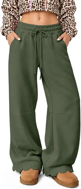Generic Wide Leg Pants A003-army Green in A003-army Green