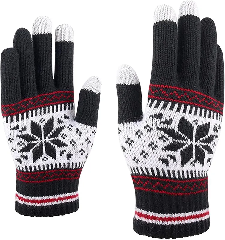 Generic Windproof Fleece Lined Gloves Touch Screen in Black