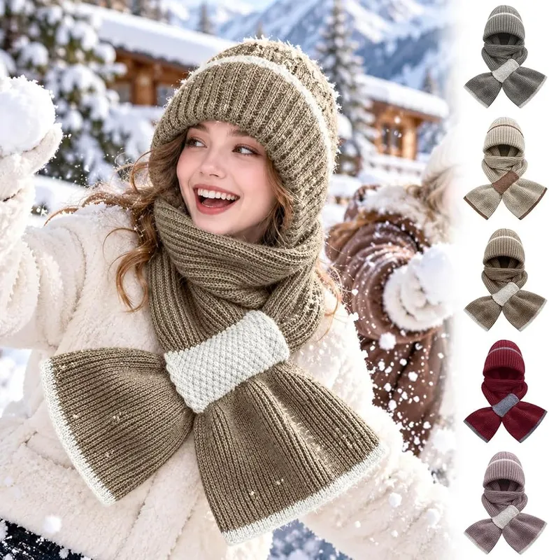 Generic Winter Versatile Knitted Hooded Scarf – product photo 6 of 7