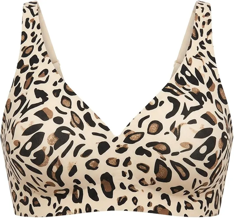 Generic Wireless Bra Khaki S V Neck – Wireless support without underwire poking