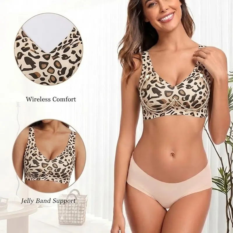 Generic Wireless Bra Khaki S V Neck – Deep V neckline for flattering shape