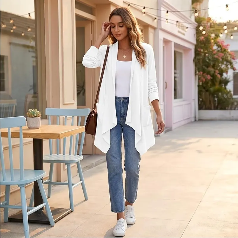 Generic Women Cardigan Open Front Lightweight Fall – Long Sleeve & Relaxed Fit
