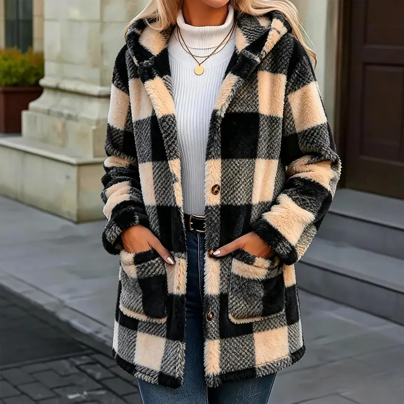 Generic Women’s Fleece Jacket Fuzzy Button Down – Feature