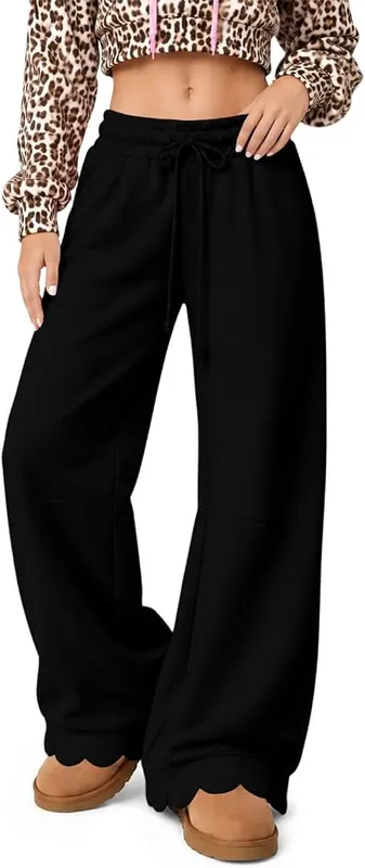 Generic Women’s Wide Leg Pants Drawstring Oversized A004-black – product photo 6 of 8