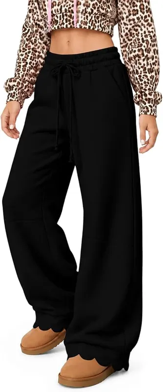 Generic Women’s Wide Leg Pants Drawstring Oversized A004-black – product photo 7 of 8