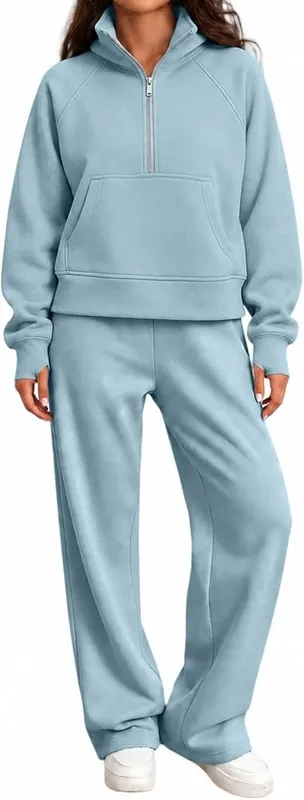 Generic Women Sweatsuits 2 Piece Set Plus – Soft brushed fleece interior for warmth