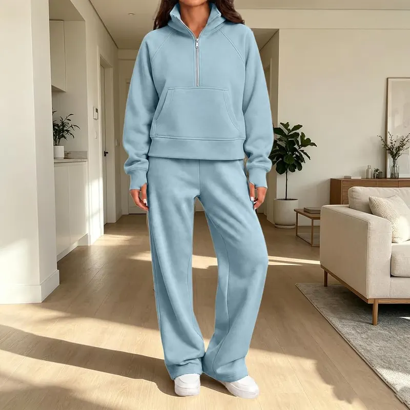 Generic Women Sweatsuits 2 Piece Set Plus – Comfortable elastic stretch waistband