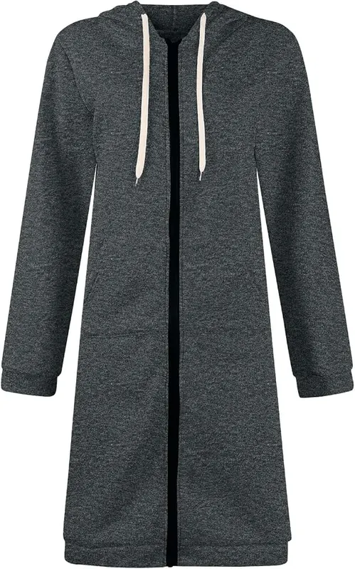 Generic Women Zip Up Hoodie Oversized Fall H7 Gray – With Pockets