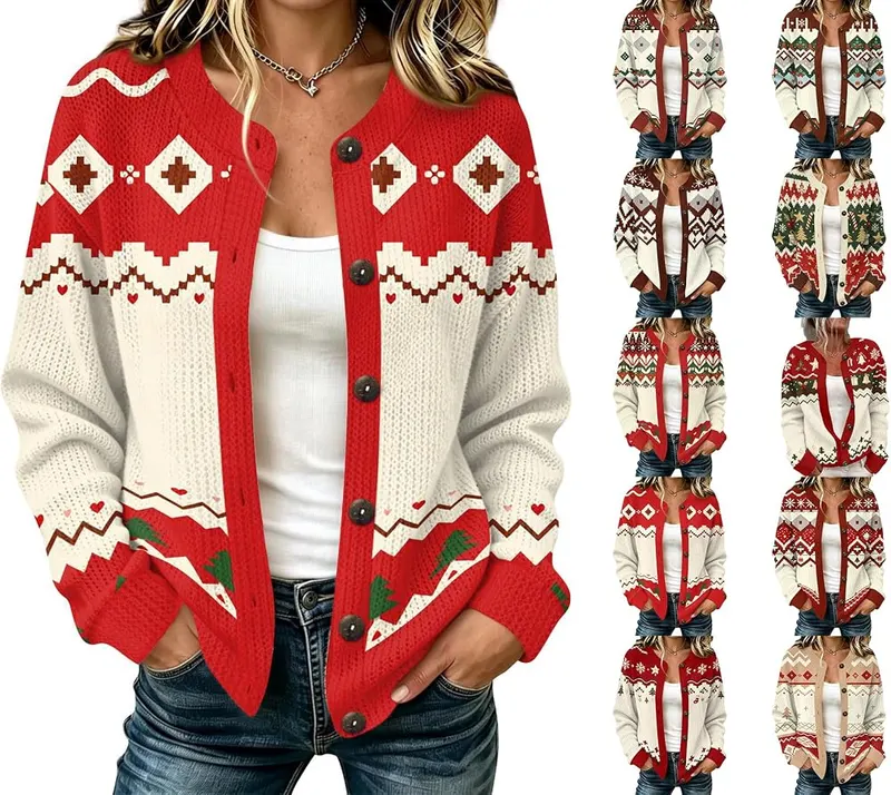 Generic Christmas Cardigan Sweaters A001red in A001red